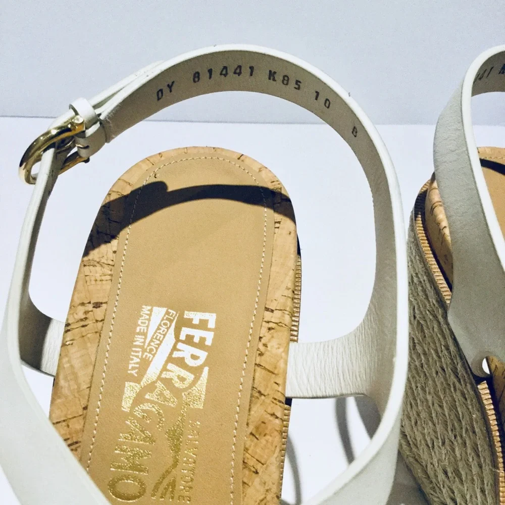 FERRAGAMO BISCOTTI WEDGE SANDAL.